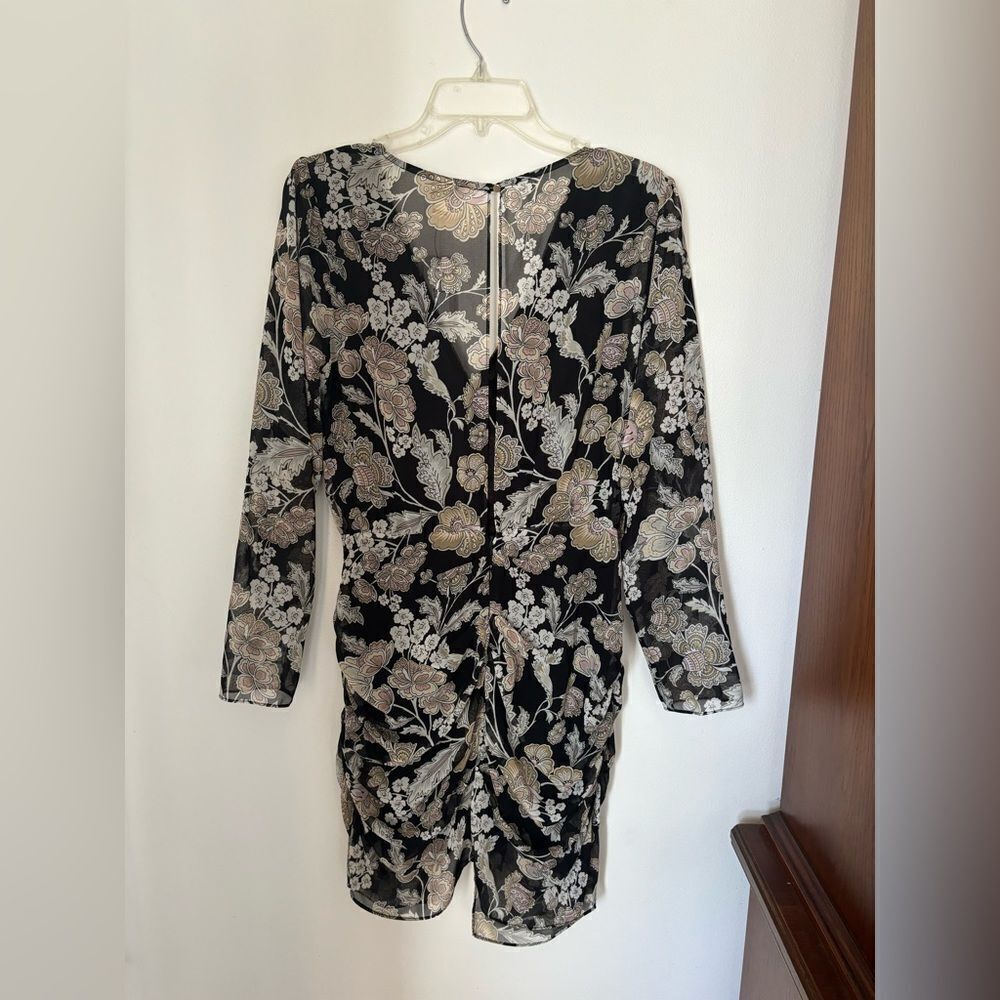 River Island Floral Long Sleeve Deep V Dress Size 10 Black NWT - Picture 14 of 14